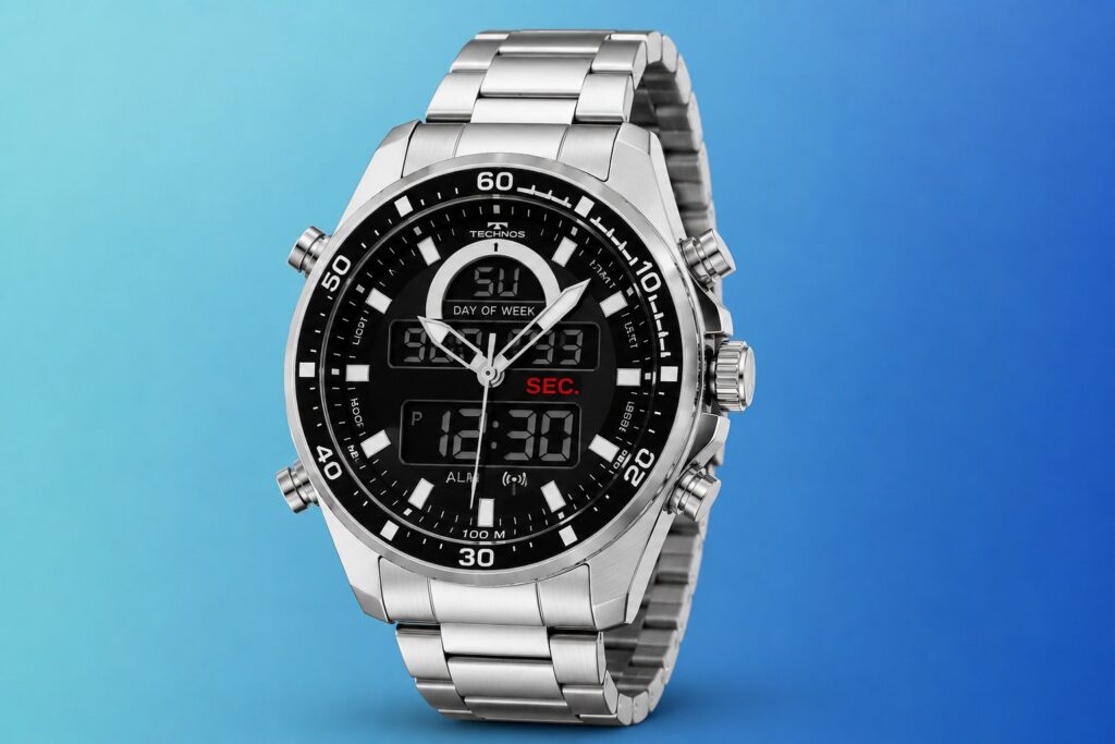 Relógio Technos Masculino BJK626AA/1K Anadigi Prata em Aço Inox 50 mm: É bom? Análise Completa 2 BJK626AA/1K